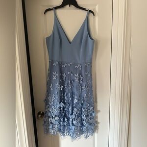 Elegant Blue Floral Dress